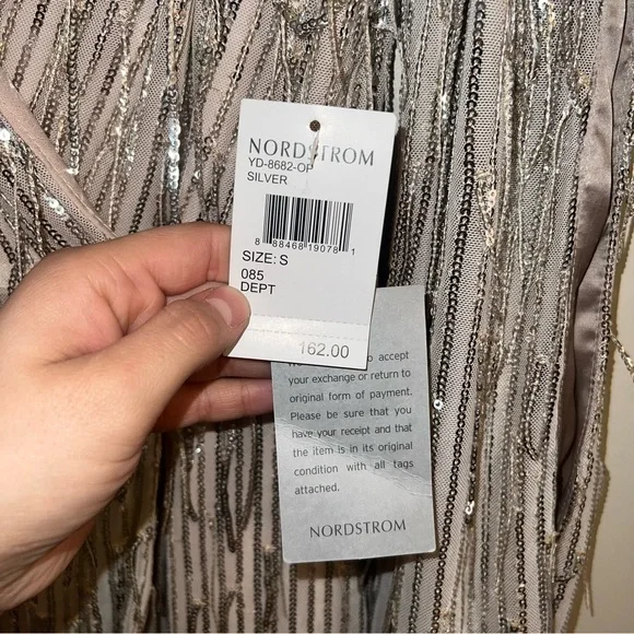 NwT Harlyn Silver Sequin Fringe Dress (Missing Belt) - Picture 5 of 13